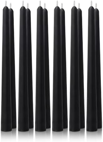 12PK 10" Classic Taper Candles, Black, 7-8 Hours Long Burning, Unscented Tall Candlesticks by Unknown