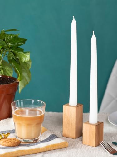 CANDWAX 10 inch White Taper Candles - 24 Pack for Wedding Table Decor & Centerpieces - Dripless Smokeless Long Lasting Unscented Candlesticks - Value Set for Dinner Table & Home Decor - Image 6