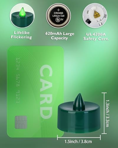 Homemory 24-Pack Green Remote Flameless Battery Tea Light Candles, 400+ Hrs - Image 3