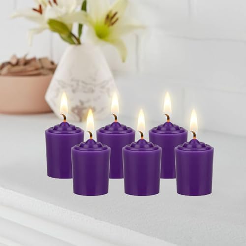 Mega Candles 12 pcs Unscented Purple Votive Candles, Hand Poured Wax Candle 15 Hours 1.5 Inch x 2.25 Inch, Home Décor, Wedding Receptions, Centerpieces, Occasions, Events, Festivities, Meditations - Image 5