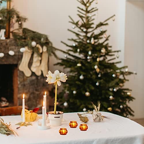 Woho 6pcs Amber Tealight Candle Holder, Tea Lights Holder for Thanksgiving - Image 3