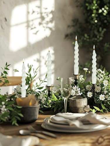 Taper Candle White Spiral Candlestick Short Tapered Candles Twisted Candlesticks for Table Decor Housewarming Gift Idea-7.5inch,4pcs(White) - Image 3