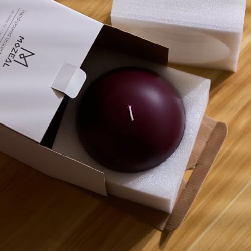 MOZEAL Hand-Poured, 6 Inch Burgundy Large Round Ball Candles - Elegant Burgundy Round Pillar Candles, Dripless, Unscented, Smokeless, Ideal for Intimate Gatherings. - Image 6