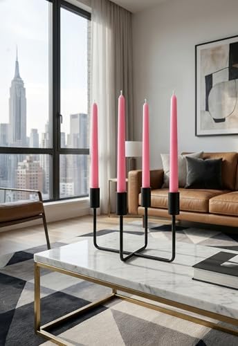 10" Classic Taper Candles, Pink, 4-Pack, 7-8 Hours Long Burning, Unscented Tall Candlesticks - Image 6