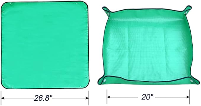 SisBroo Foldable Plant Repotting Mat - Waterproof Indoor/Outdoor Gardening Mat - 26.8" x 26.8" (Green)