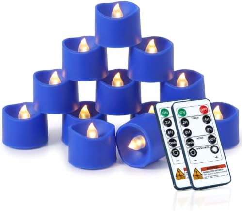 Homemory 24-Pack Navy Blue Remote Flameless Tea Light Candles, 400+ Hrs by Homemory