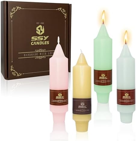 Pastel Candy Colored Short Taper Candle Candle Sticks, Cute 5 Inch Mini Pillar Candles Small Taper Candles, 4PCS Handmade Unscenteds Candlesticks for Festive, Party, Spell, Wedding, Home Decor by FCMSHAMD