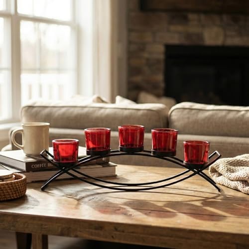 Seraphic Centerpiece Table Decoration, Candle Holder Dining Room Decor, Red - Image 6