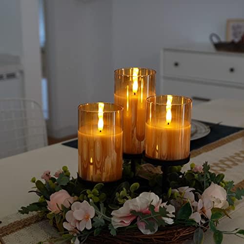 Amagic Gold Glass Flameless LED Candles Battery Operated with Remote Timer - Image 4