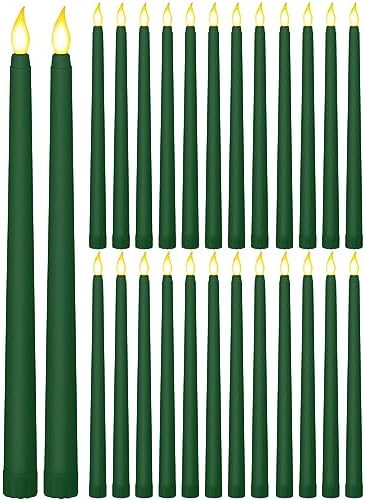 Treela Battery Operated LED Taper Candles,Christmas,11 Inch,Green by Treela