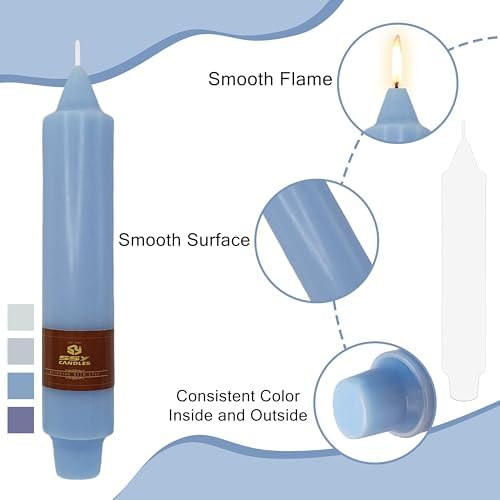 Smokeless Candlesticks Unscented Taper Candles Gradient Blue Dinner Candle 7 inch 4 PCS Candles Sticks for Home Holiday Wedding Party Decoration - Image 3