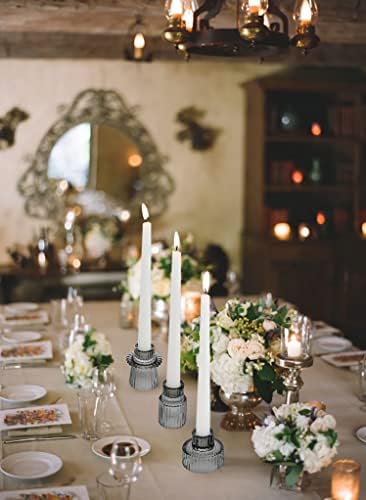 Vixdonos Taper Glass Candlestick Holders Tealight Candle Holders for Table Centerpieces, Wedding Decor and Dinner Party (6 Pcs, Gray) - Image 4