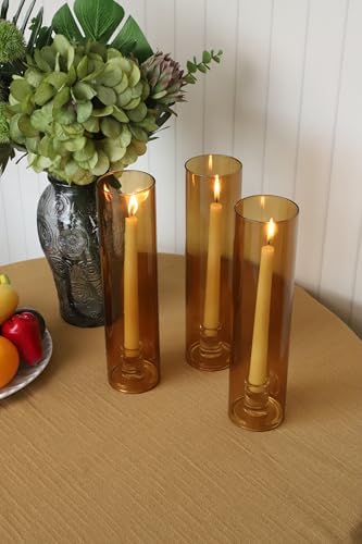 Vixdonos Glass Hurricane Candle Holder Set of 3 Modern Candlestick Holders Long Taper Candle Stand with 11.8 inch Tall Cylinder Windproof Cover for Wedding Party Table Centerpiece Outdoor - Image 5