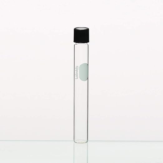 40pcs of Glass Serological Test Tubes with Black Bakelite Screw Caps Silicon Liners, Vol.15ml 16x150mm with Marking Area, Borosilicate Glass Material, Flat Bottom, LVH004
