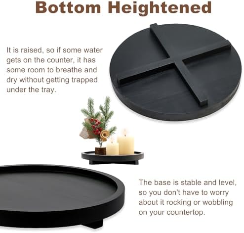 Round Wood Riser Bathroom Sink Tray for Kitchen Counter Vanity Perfume Tray - Image 6