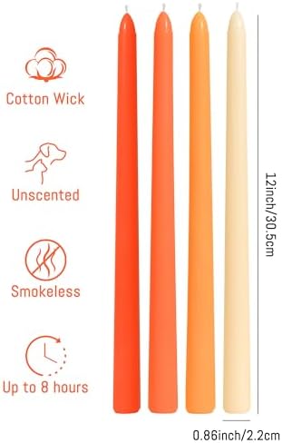 Viyffo Taper Candles, 12 Inch, 20 Pack, Orange – Unscented, Smokeless Design, Up to 8-Hour Burn – Tall Candlesticks for Table Decor, Weddings & Dinners - Image 2
