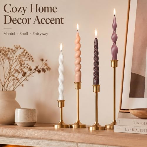 Nuanchu 4 Pcs Twisted Taper Candles,7.87 Inch,Pure,Mocha Brown - Image 4