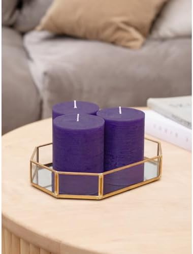 CANDWAX 3x4 inch Pillar Candles Set of 3 – Unscented Dripless Rustic Purple Candles for Wedding Centerpieces, Decor - Image 5