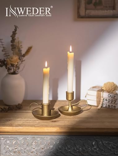 Vintage Brass Candlestick Holders: Cast Iron Taper Candle Holders - Image 5