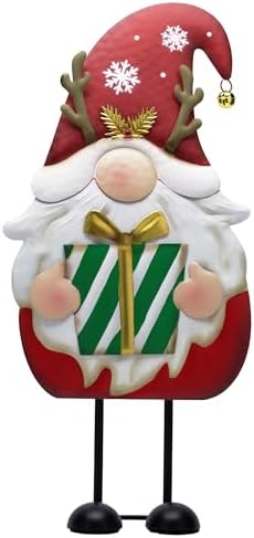 TERESA'S COLLECTIONS Christmas Gnome Outdoor Metal Red White Santa Decor by TERESASCOLLECTIONS
