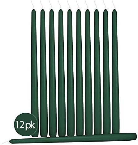 Hyoola 12 Pack Tall Taper Candles - 12 Inch Hunter Green Dripless, Unscented Dinner Candle - Paraffin Wax with Cotton Wicks - 10 Hour Burn Time - Image 2