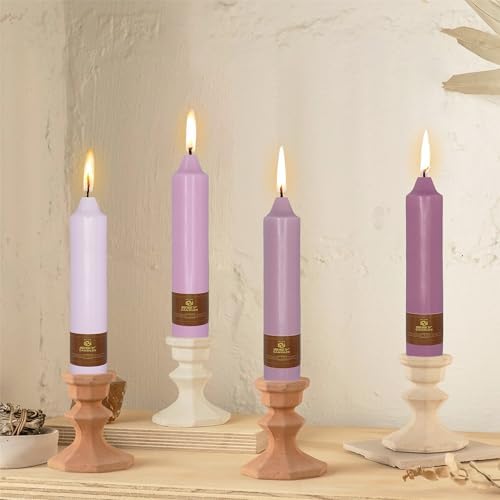 Gradient Taper Candles Purple Candlesticks,Gedengni 7Inches Dripless Tapered Candle Tall Candle Sticks Colorful Dinner Candles for Holiday Wedding Party Table Decoration,4pcs-18PURMIX - Image 4