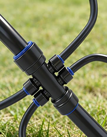 1/2" Drip Irrigation System Kit with 40 Adjustable Nozzles, PE UV-Resistant | All Quick-connect, 2X Lifespan of PVC, Easy Connect, 40FT 1/2" Main tube+ 197FT 1/4" Tube, 4 Nozzle Types