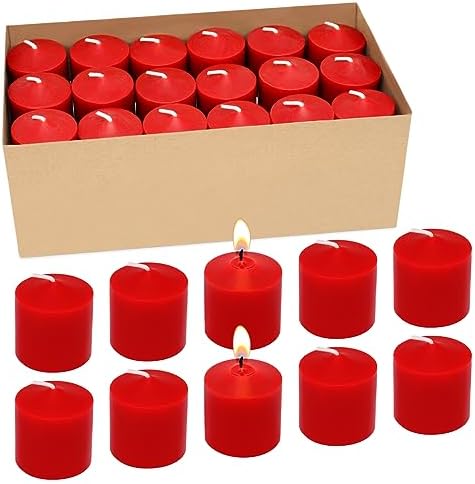 10 Hour Burgundy Votive Candles for Weddings Party Christmas and Emergency, Set of 36 Unscented Bulk Candles for Restaurants and Home Decoration by Unknown