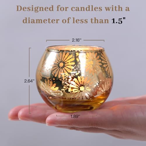 Gold Mercury Glass Votive Candle Holders Set of 12 - Image 2