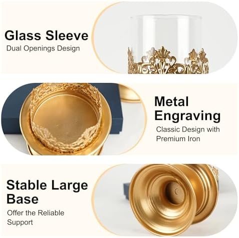 Gothic Hurricane Candle Holders for Pillar Candles, 2PCS, S+S, Gold - Image 3