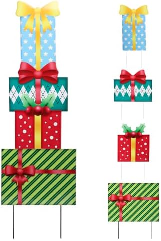 Christmas Outdoor Garden Stake Decor, 41.5" Gift Boxes Yard Sign - Image 2