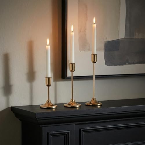 27 Pcs Gold Candlestick Holders Set - Vintage Brass Taper Candle Holder for Pillar Candles - Modern Decorative Centerpiece for Wedding Fireplace Mantel Decor - Cozy Atmosphere Housewarming Gift - Image 5
