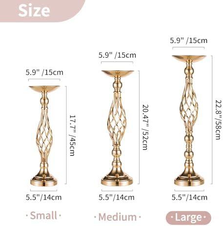 NUPTIO Gold Centerpiece Stand for Table, Twist Style, 22.8" Tall, 2 Pcs - Image 5