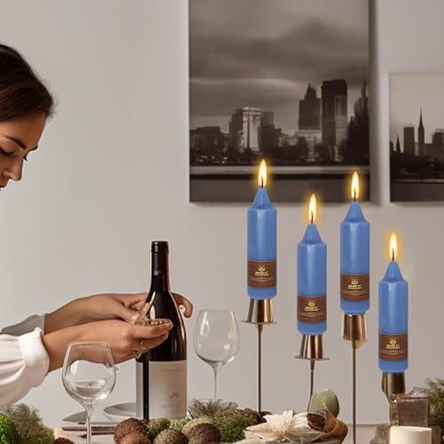 NJAO HOO Dark Blue Short Taper Candle 5 Inch Candlesticks Unscented Dripless Tapered Candle Set for Home Decor Wedding Party Dinner Candles, 4 Pack - Image 4