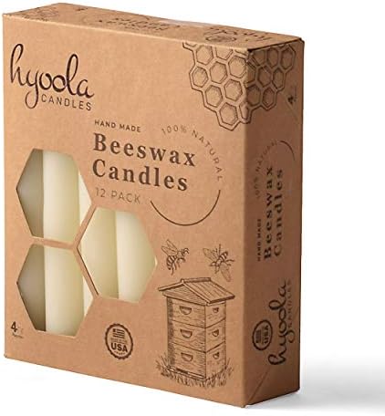 Hyoola 4" Beeswax Taper Candles 12 Pack - Handmade, All Natural, 100% Pure Unscented Bee Wax Candle - Tall, Decorative, White 4 Hour Burn Time - Image 5