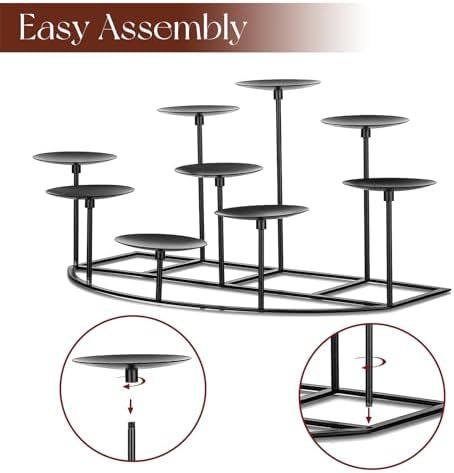 Candeldo Candle Holder for Inside Fireplace, Black Metal Candelabra - Image 4