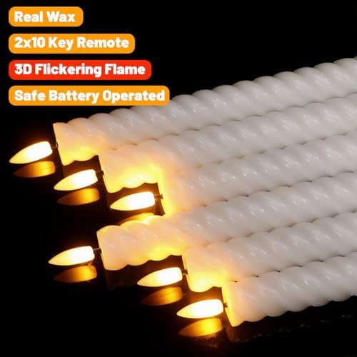Wondise Spiral Flameless Taper Candles with Remote Timer Real Waxy - Image 3