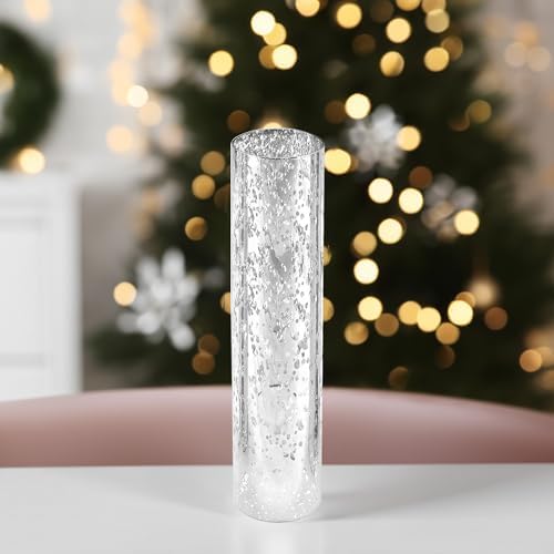 WGVI Hurricane Candle Holder Sleeve, W: 3", Ht: 14", Silver Speckled Glass Cylinder Open Both Ends, Chimney Tube Shade, 6 Pieces - Image 4