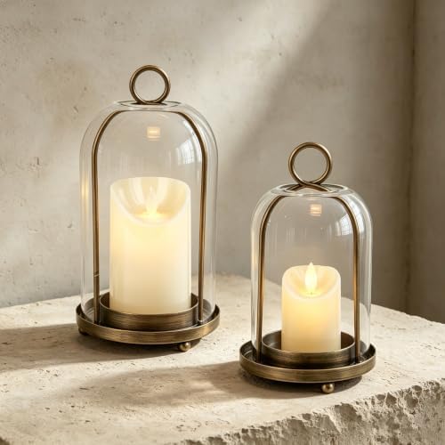 Glass Hurricane Candle Holder Decorative Gold Candle Lantern by VIVIRENOIR