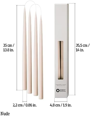 Kunstindustrien® Taper Candles – Set of 4, 13.8" – Made in Denmark, Long Burning Candles 15h, Unscented & Smokeless Candlesticks – Elegant Tall Candles for Weddings, Dinners & Home Decor (Nude) - Image 2