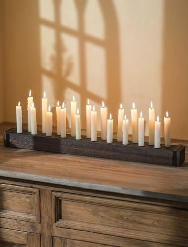 NUPTIO Taper Candle Holders Wood: Wooden Candelabra Long Candles Stick Centerpieces - Farmhouse Candlestick Holder 20 arm for Birthday Party Fireplace Table Decor 30 Inches by Nuptio