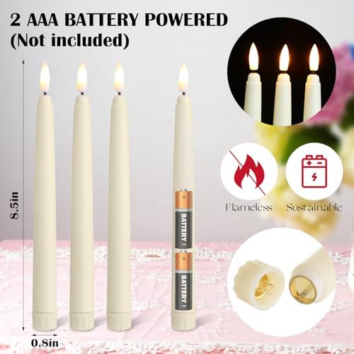 Baquler 125 Pcs Flameless Taper Candles LED Taper Candles Flickering Bulk - Image 2