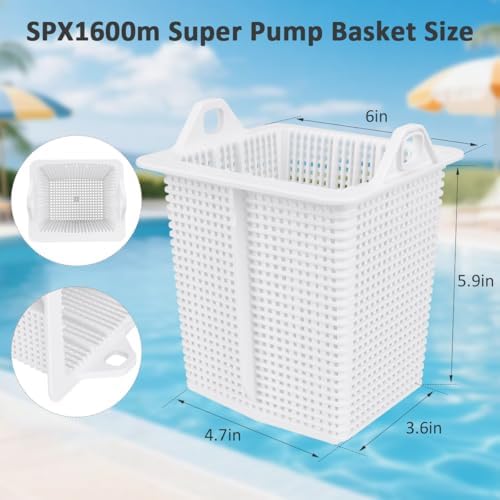 WKZO 2-Pack Pool Pump Strainer Basket, Compatible with SPX1600M Replacement | Fits Hayward SP1600X5, SP1605X7, SP1610X15. 6"x5.5" Strainer, Heavy-duty, Strong Handle, Easy Clean
