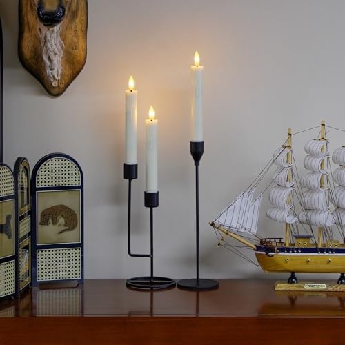 Flameless Flickering Taper Candles Two Remote, 7.5 Inch Ivory Battery Operated LED Window Candles Timer,Set of 8 Plastic 3D-Wick Dripping-Wax Effect Flameless Candlesticks(0.86”Dia,Warm Fire) - Image 3