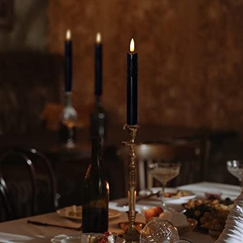 Flameless Flickering Taper Candles Two Remote, 7.5 Inch Black Battery Operated LED Window Candles Timer,Set of 8 Plastic 3D-Wick Dripping-Wax Effect Flameless Candlesticks(0.86”Dia,Warm Fire) - Image 6