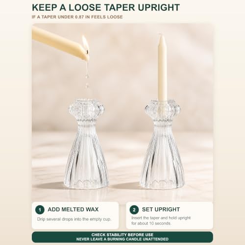Lysenn Glass Candlestick Holders, Taper Candle Holders Set of 3, Pink - Image 3