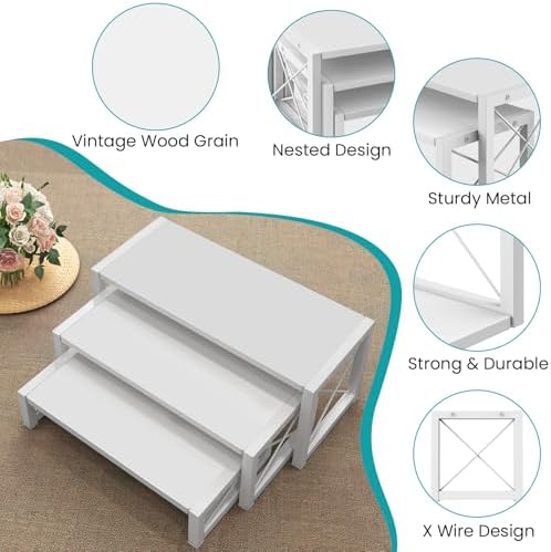ELITEROO White 3-Tier Cupcake Stand & Wooden Display Riser, Dessert Stand for Cupcakes, Food, Perfume, Makeup, Dolls, Collectibles, Multi-Tiered Shelf Organizer for Market Vendors & Retail Display - Image 5