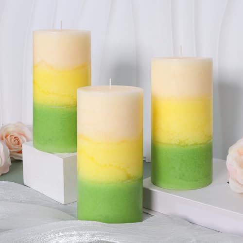 Pillar Candles, Freesia Scented Candles 70+Hour Long Lasting Burn Time, 3 X 6 Inches Candles for Wedding Home Décor, Set of 3 - Image 6