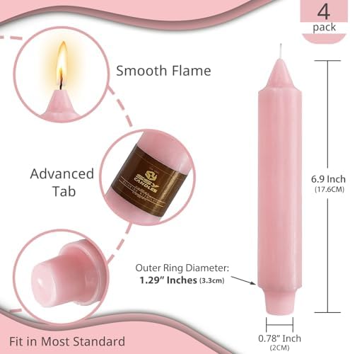 NJAO HOO Candy Colored Short Taper Candle 7 Inch Candlesticks Unscented Dripless Tapered Candle Set for Home Decor Wedding Party Dinner Candles, 4 Pack - Image 3