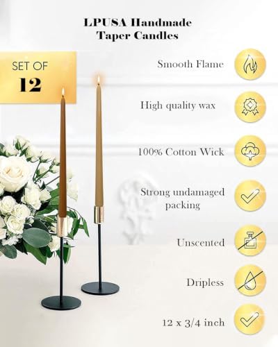 12inch Fall Taper Candles Tall Candlesticks-Unscented dripless Candles for Fall Harvest Thanksgiving Dinners Parties and Home Decor-12pcs - Image 3
